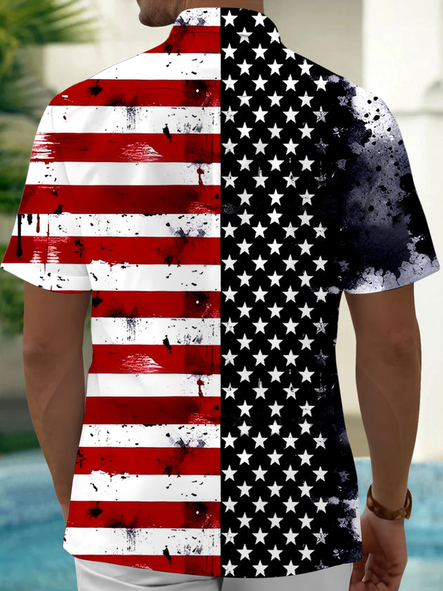 1776 American Flag Men's Pocket Short Sleeve Shirts
