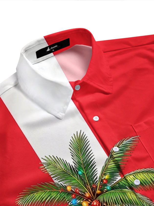 Hawaiian Christmas Skeleton Beach Vacation Men's Pocket Short Sleeve Shirts