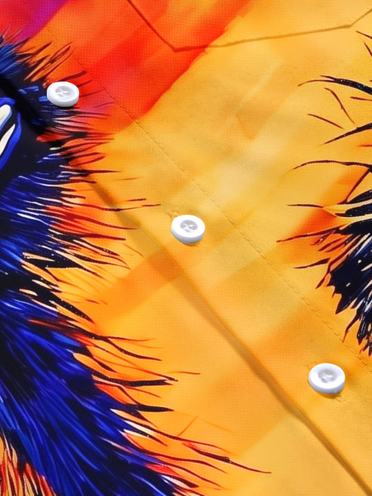 Sunset Emu Ostrich Art Men's Pocket Short Sleeve Shirts