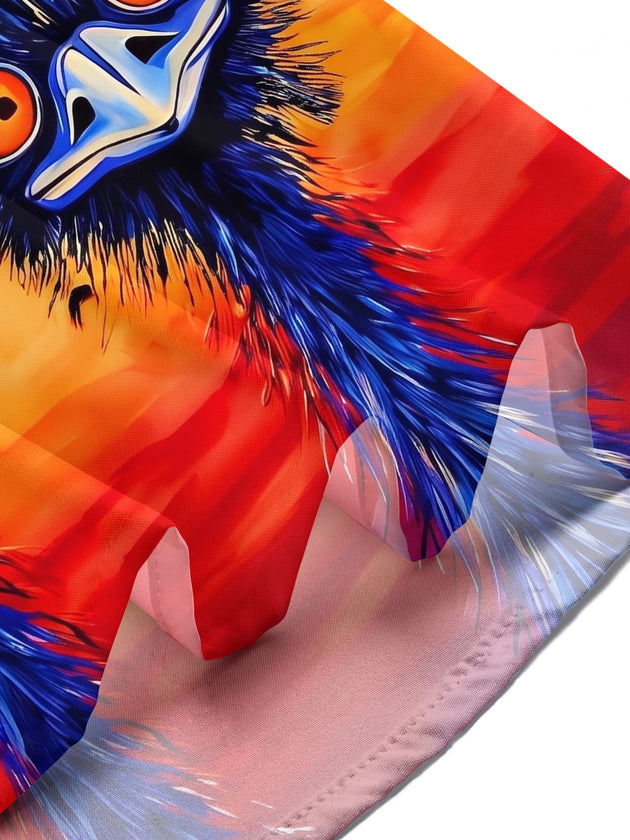 Sunset Emu Ostrich Art Men's Pocket Short Sleeve Shirts