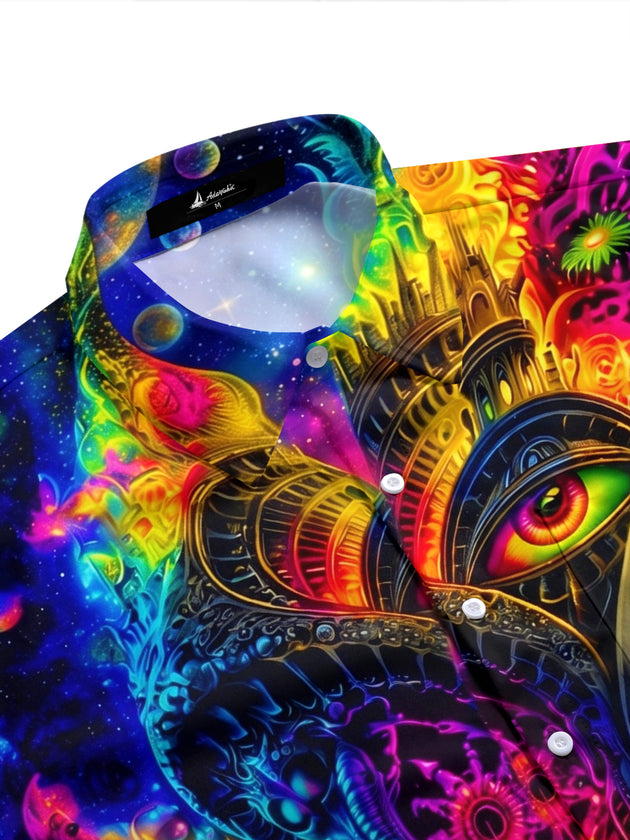Psychedelic Surreal Abstract Art Men's Pocket Short Sleeve Shirts