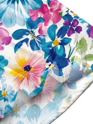 Hawaiian Colorful Tropical Floral Men's Pocket Short Sleeve Shirts