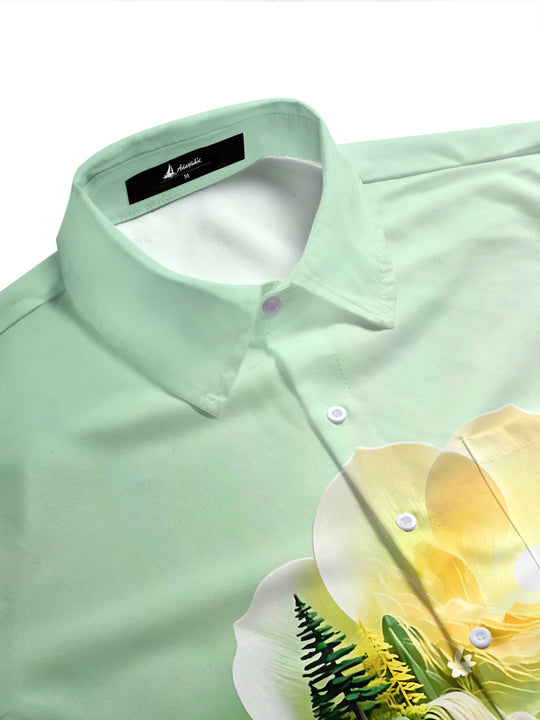 Landscape And Floral Men's Pocket Short Sleeve Shirts