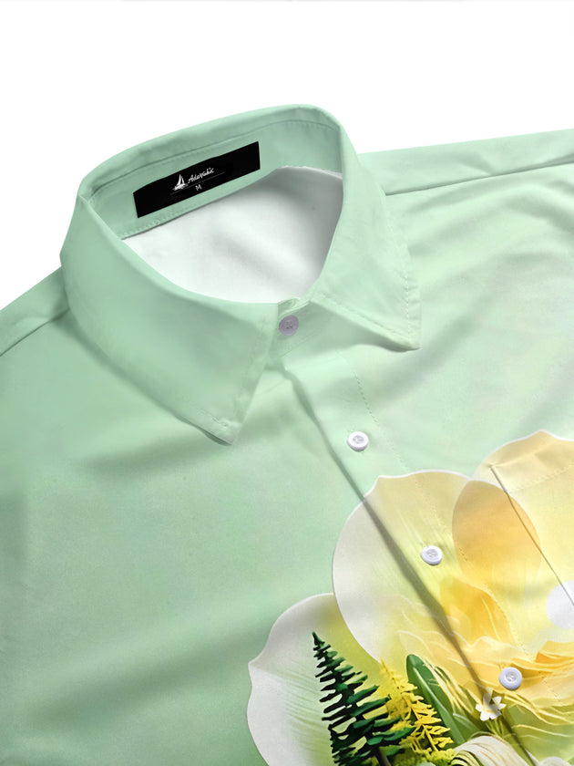 Landscape And Floral Men's Pocket Short Sleeve Shirts