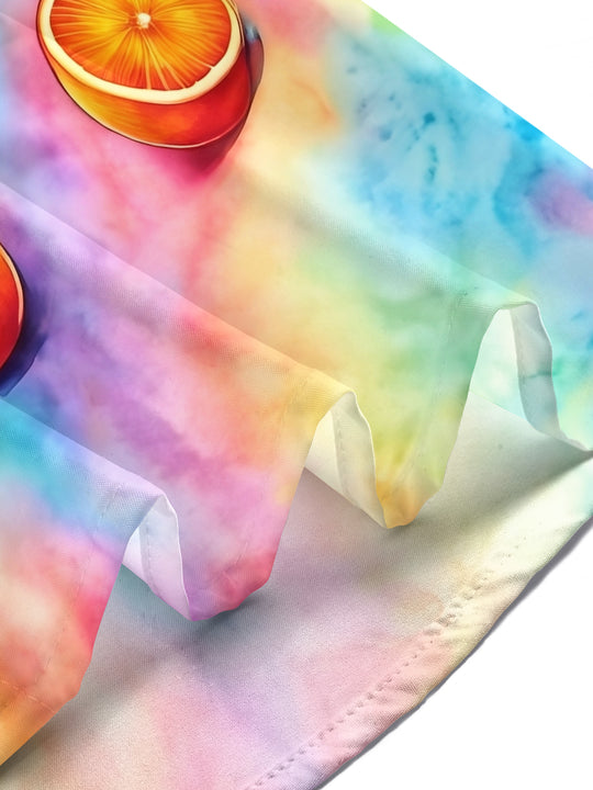Hawaiian Cruise Vacation Fruit Colorful Tie-Dye Men's Pocket Short Sleeve Shirts