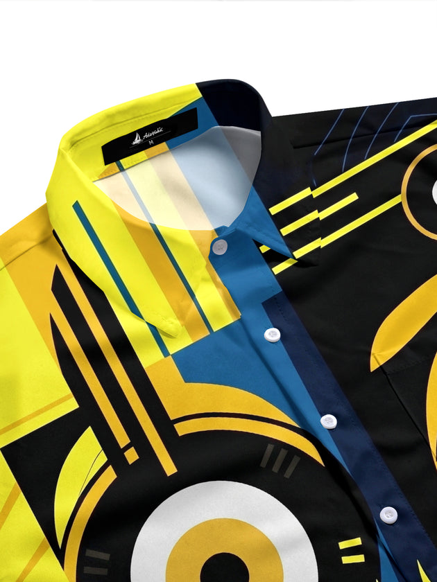 Abstract Face Art Men's Pocket Short Sleeve Shirts