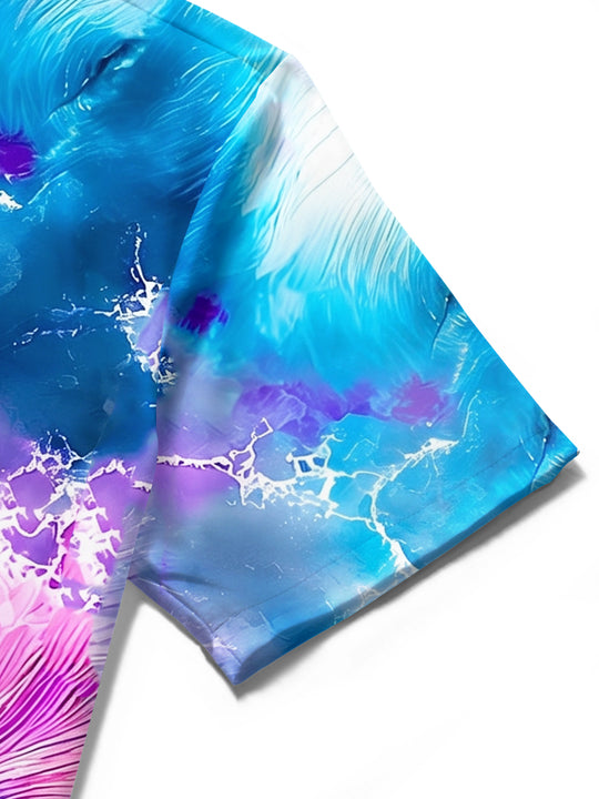 Abstract Tie-Dye Burst Radial Pattern Men's Pocket Short Sleeve Shirts