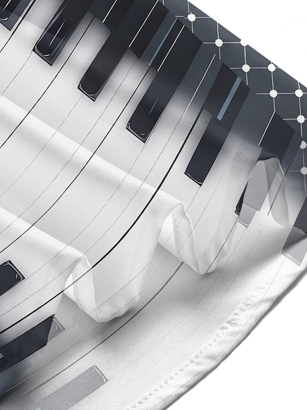Black White Piano Key Musical Note Art Men's Pocket Short Sleeve Shirts