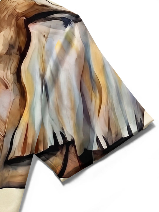 Vintage Art Watercolor Elephant Men's Pocket Short Sleeve Shirts