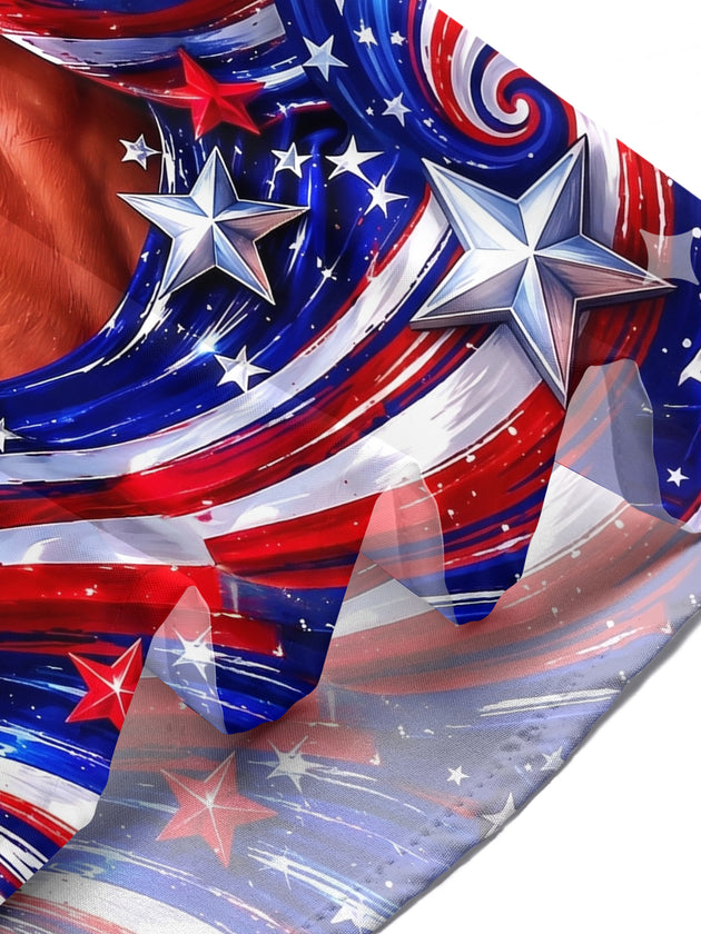 Funny American Eagle USA Flag Firework Independence Day Men's Pocket Short Sleeve Shirts