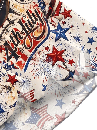 Vintage USA Independence Day BBQ Uncle Sam & Washington Men's Pocket Short Sleeve Shirts