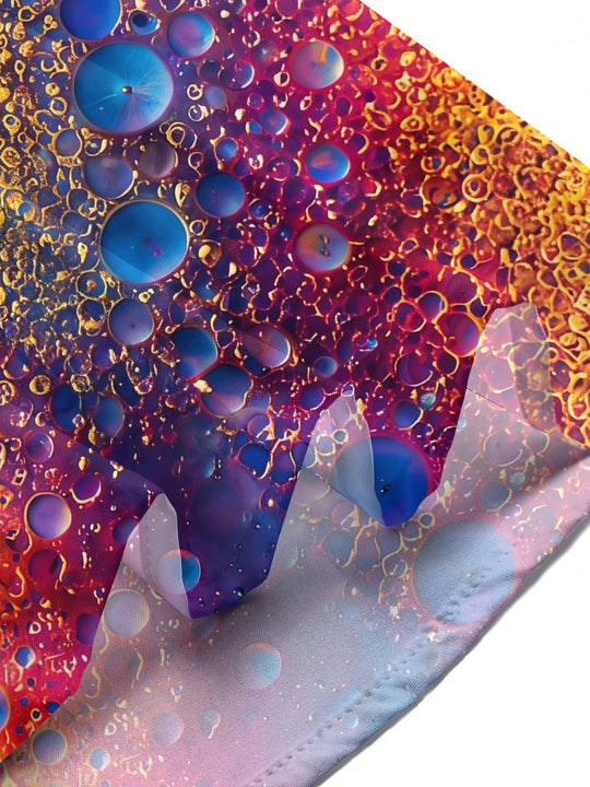 Colorful Gradient Gold Foil Abstract Bubble Texture Men's Pocket Short Sleeve Shirts