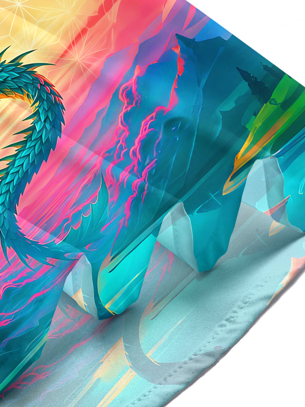 Psychedelic Colorful Dragon Disco Ball Vintage Men's Pocket Short Sleeve Shirts