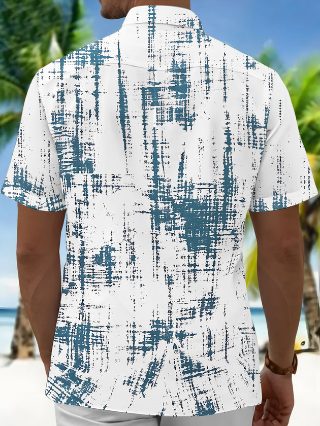 Art Tie-Dye Abstract Brush Texture Men's Pocket Short Sleeve Shirts