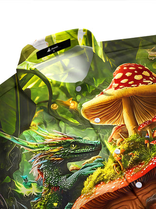 Art Vintage Forest Elf Old Man Mushroom Men's Pocket Short Sleeve Shirts