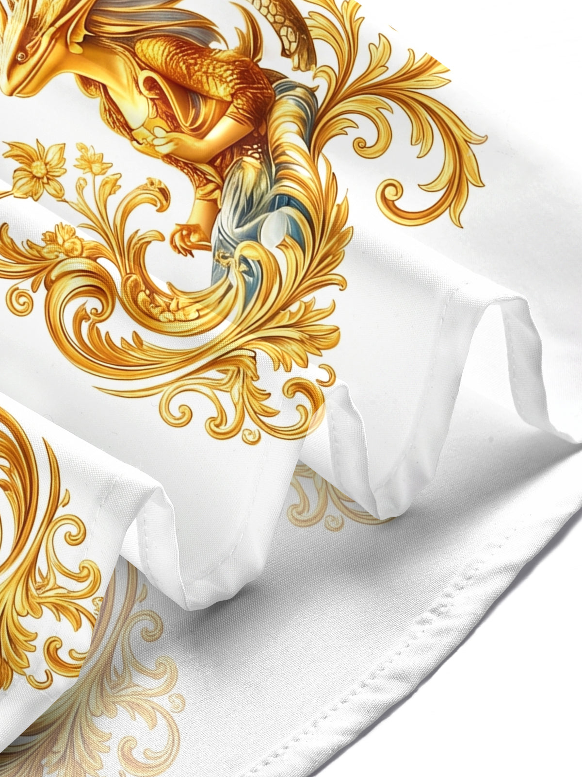 Art Luxury Gilded Scroll Grass Dragon Pattern Men's Pocket Short Sleeve Shirts