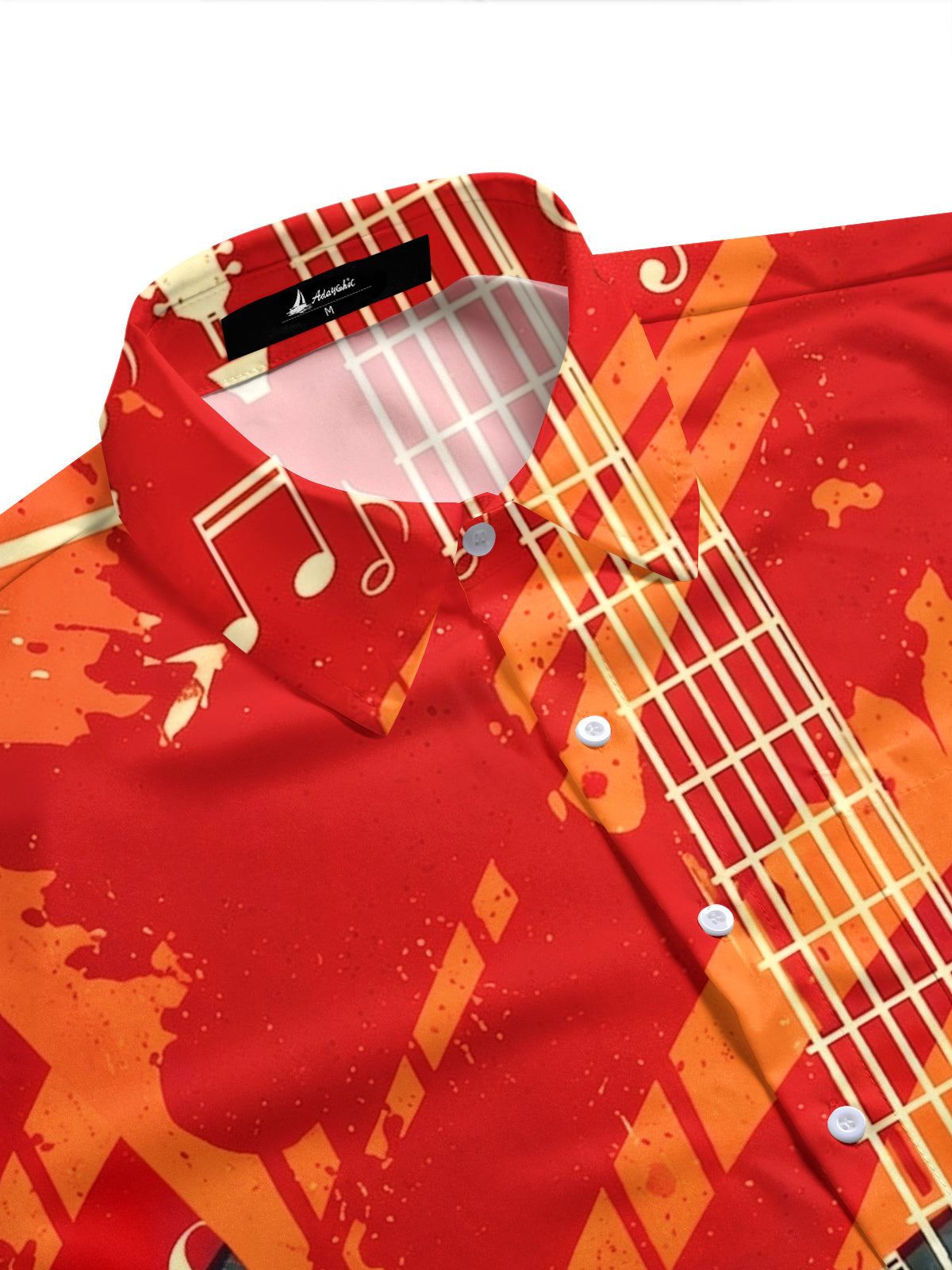 Vintage Vinyl Guitar Music Note Men's Pocket Short Sleeve Shirts