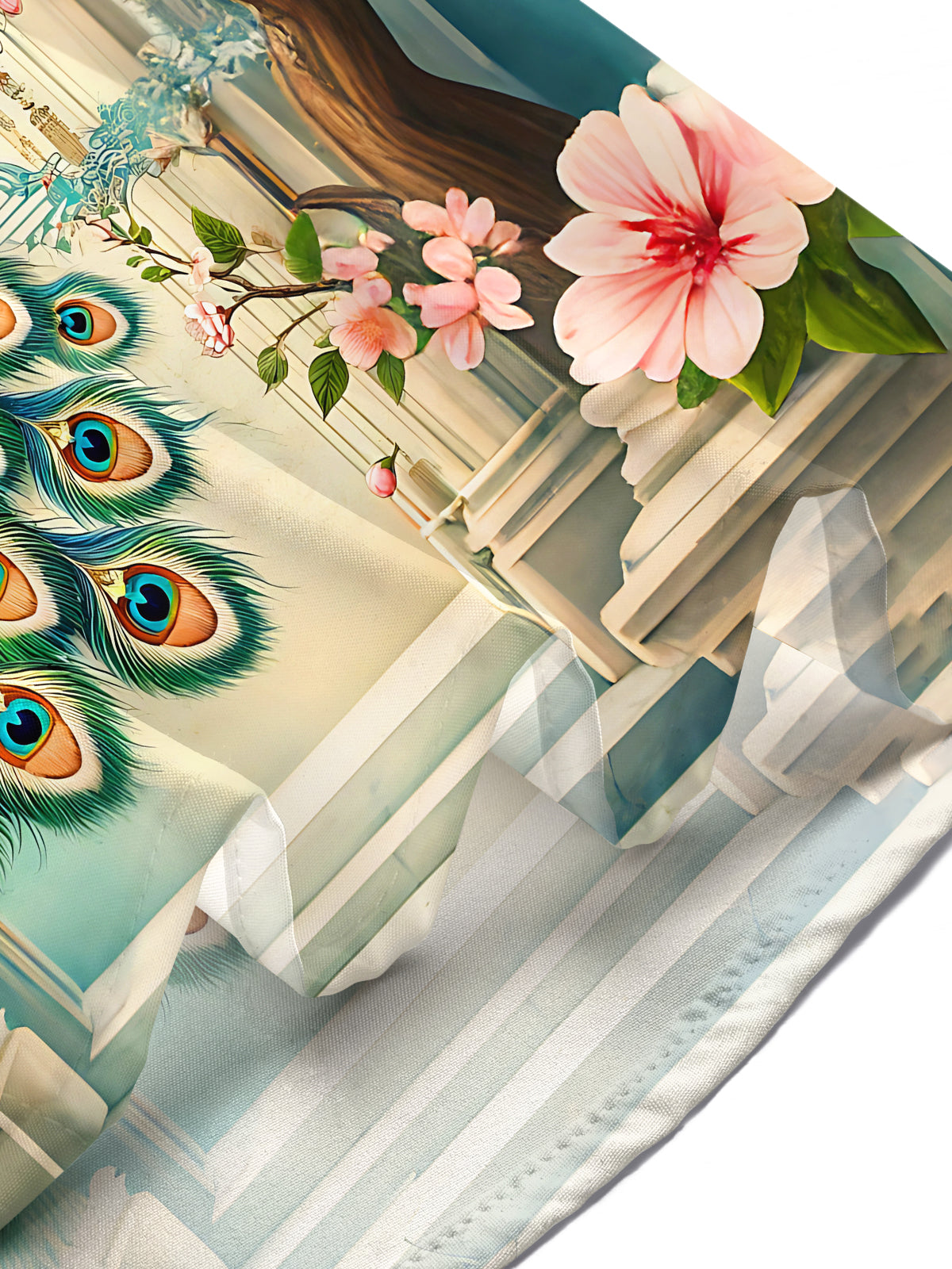 Art Peacock Cherry Blossom Floral Men's Pocket Short Sleeve Shirts