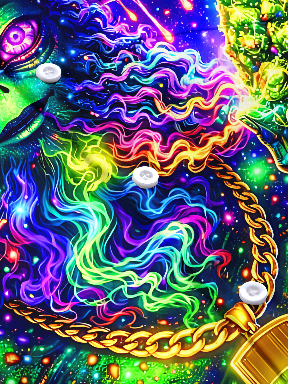 Dark Neon Mushroom Figure City Night View Men's Pocket Short Sleeve Shirts
