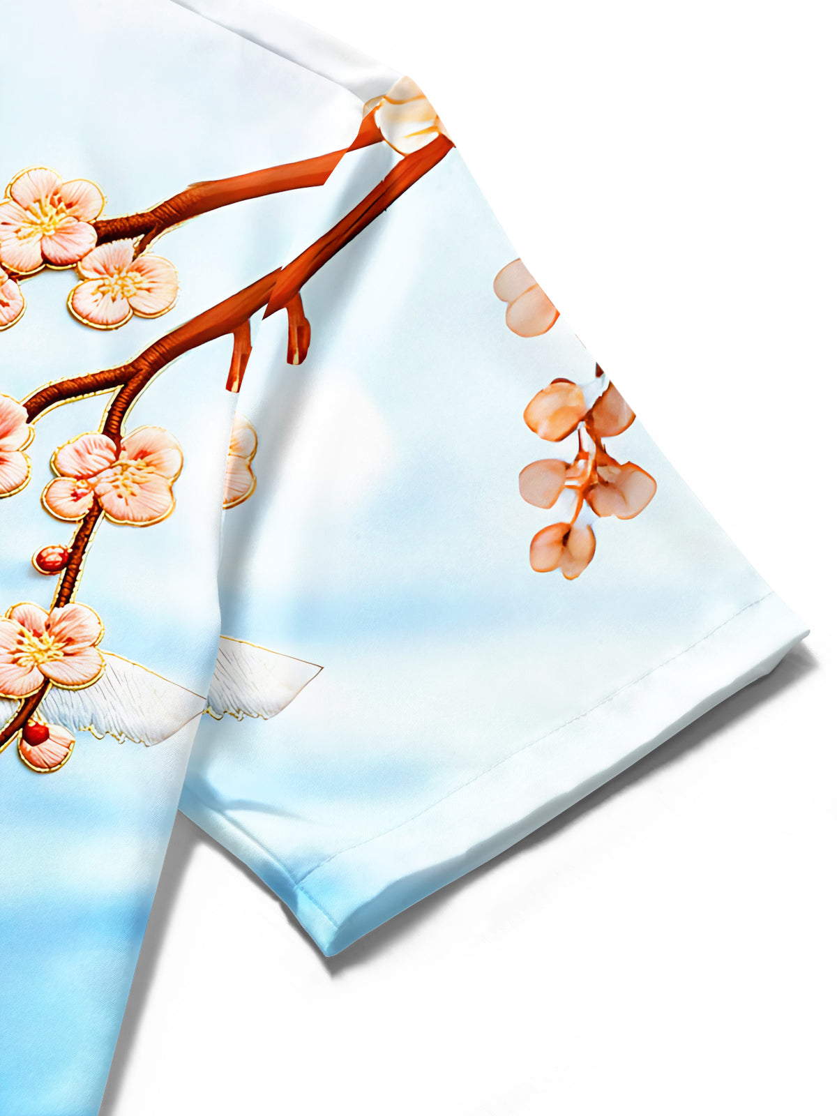 Art Crane Landscape Bamboo Leaf Flower Men's Pocket Short Sleeve Shirts