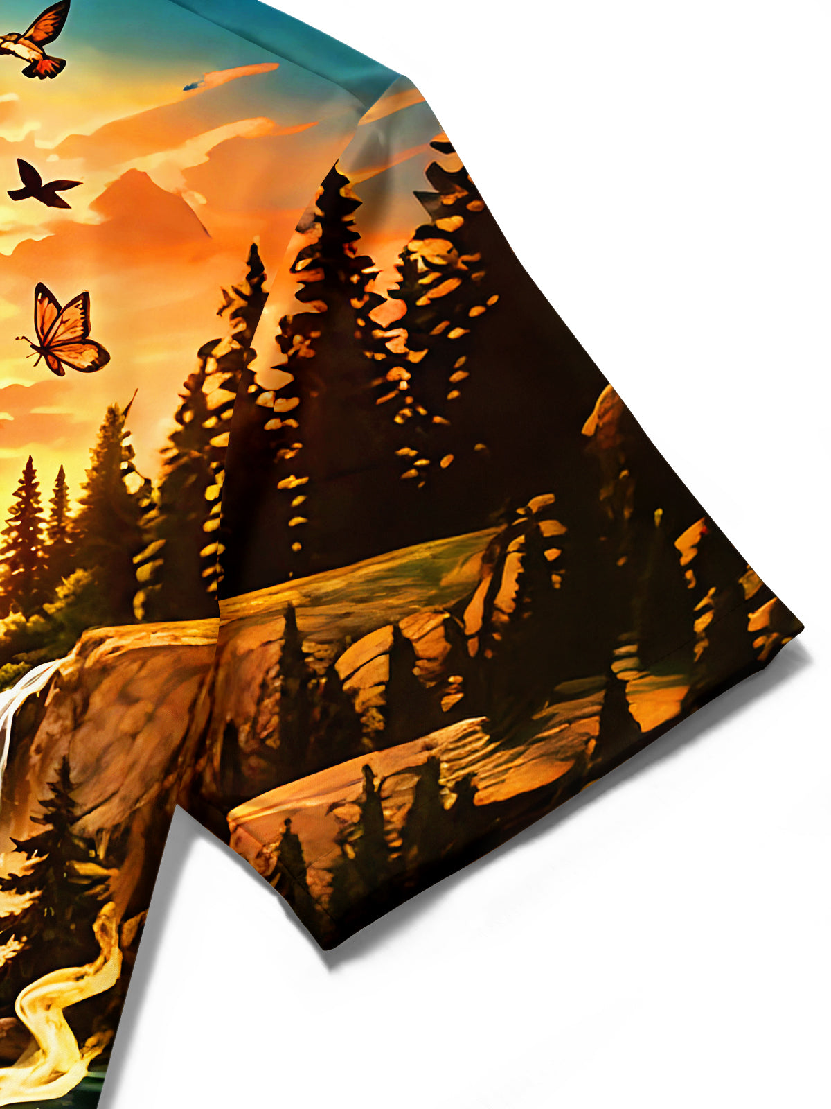 Fun Hippie Camping Forest Sunset Men's Pocket Short Sleeve Shirts