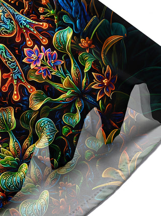 Dark Scorpion Frog Tribe Flame Pattern Men's Pocket Short Sleeve Shirts
