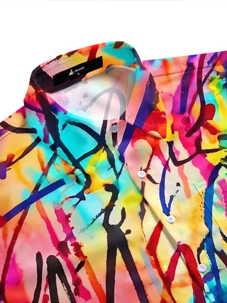Colorful Tie-Dye Abstract Art Men's Pocket Short Sleeve Shirts