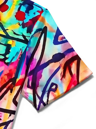 Colorful Tie-Dye Abstract Art Men's Pocket Short Sleeve Shirts