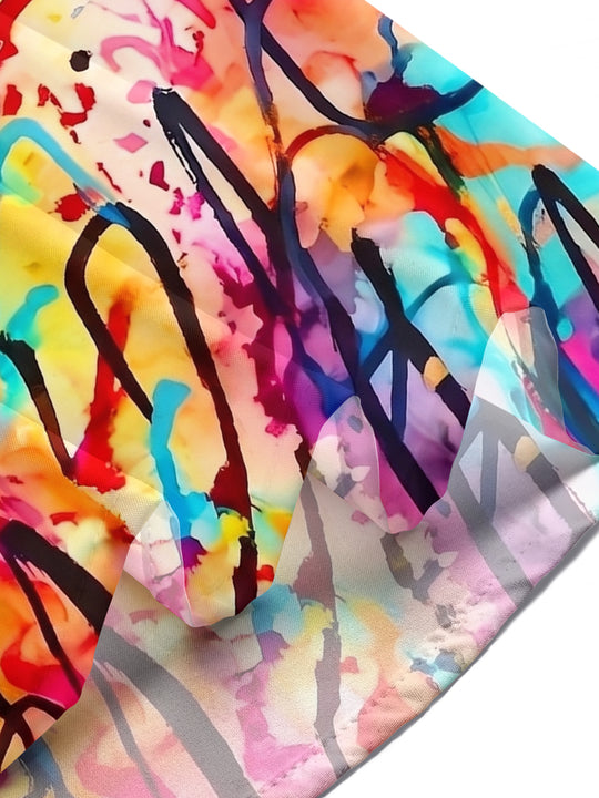 Colorful Tie-Dye Abstract Art Men's Pocket Short Sleeve Shirts