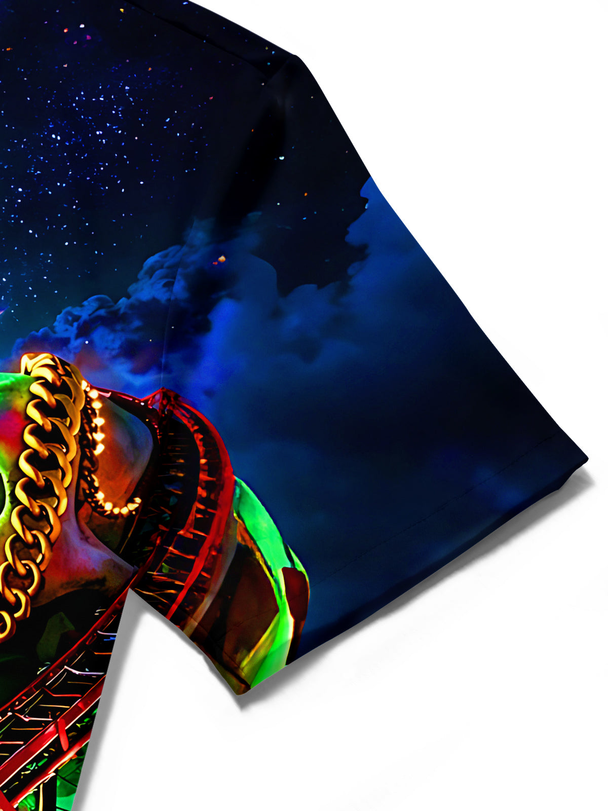 Dark Retro Carnival Skull UFO Night Scene Men's Pocket Short Sleeve Shirts