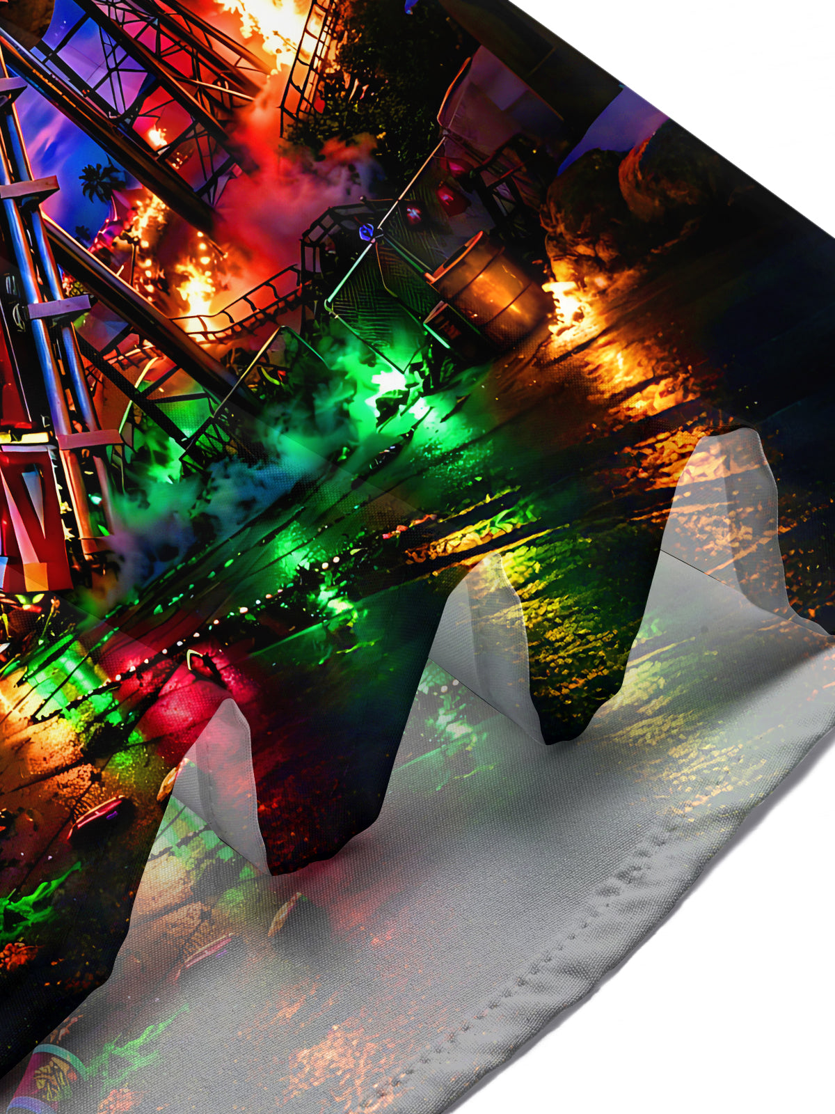 Dark Retro Carnival Skull UFO Night Scene Men's Pocket Short Sleeve Shirts