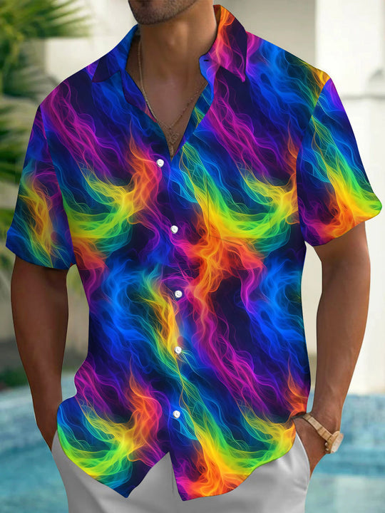 Abstract Print Men's Pocket Short Sleeve Shirts