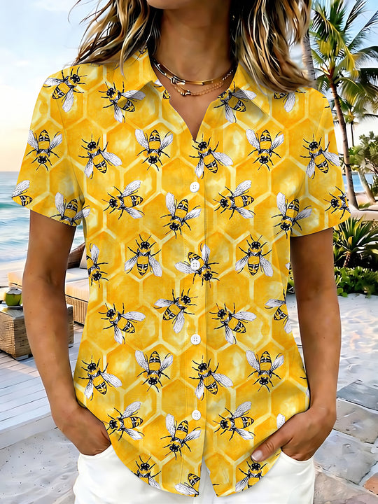 women's Hawaiian shirt front view tropical beach vacation
