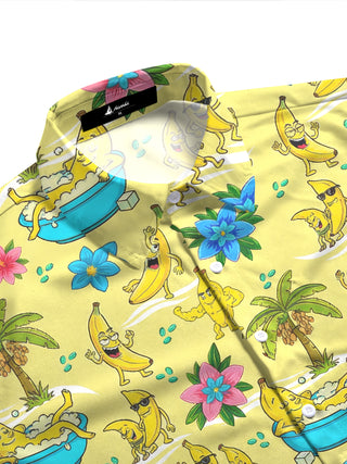 Women's aloha print half sleeve shirt side angle