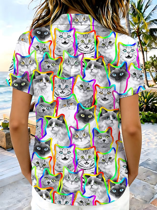 women's kitten pattern shirt back view