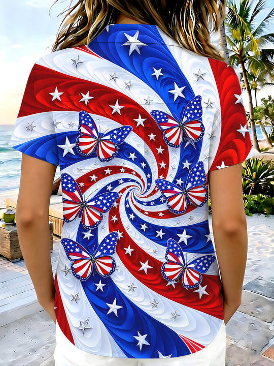 women's nature print shirt back view