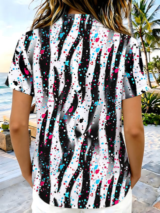 women's printed shirt back view
