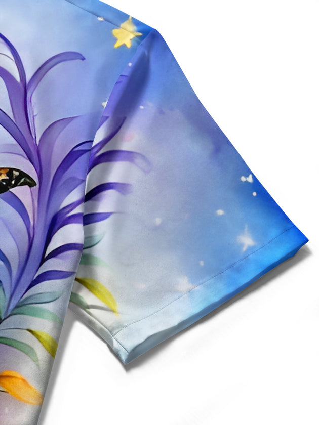 women's floral shirt close-up short sleeve