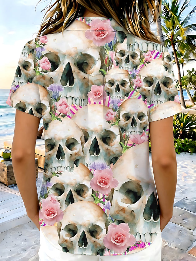 Butterfly Print Women's Short Sleeve Shirts