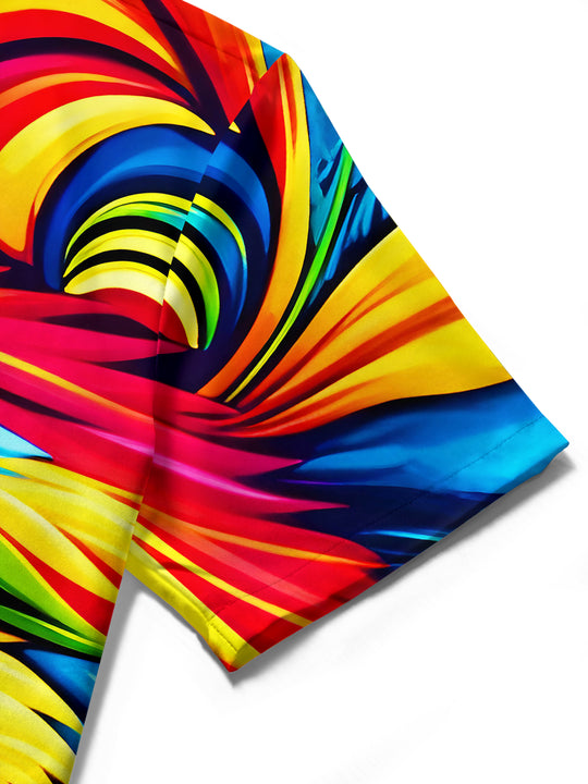Colorful Parrot Abstract Art Hawaiian Women's Short Sleeve Shirts