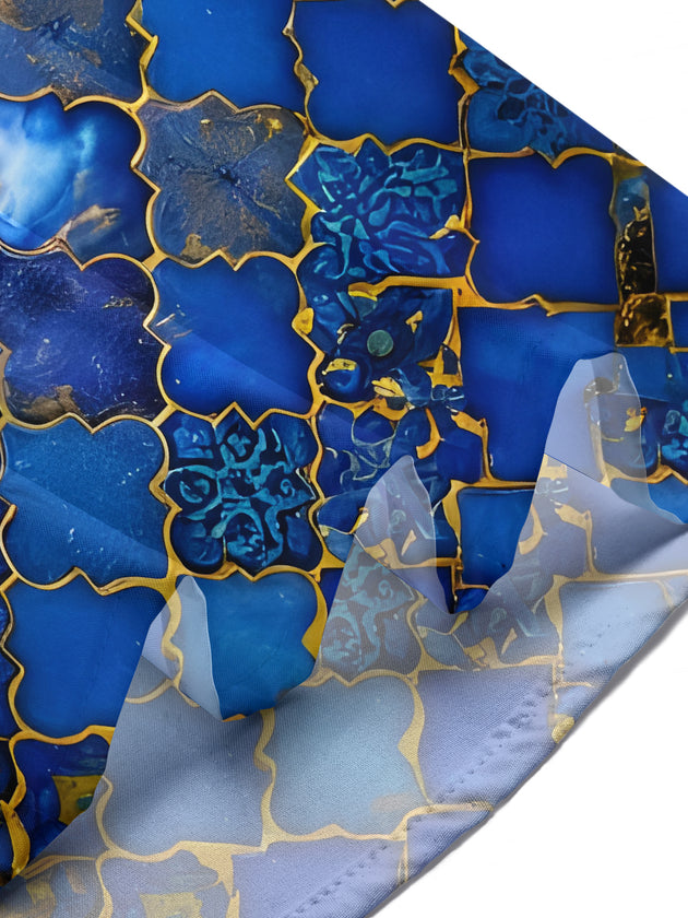 Geometric Blue Moroccan Tile Women's Short Sleeve Shirts