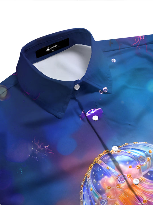 Dreamy Glowing Jellyfish And Flower Women's Short Sleeve Shirts