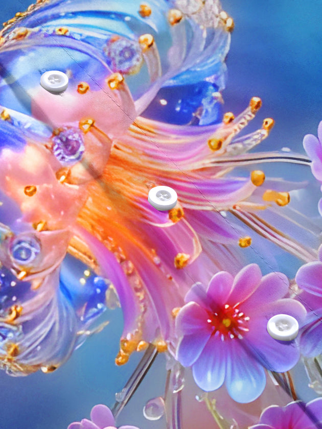 Dreamy Glowing Jellyfish And Flower Women's Short Sleeve Shirts