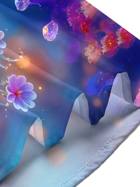 Dreamy Glowing Jellyfish And Flower Women's Short Sleeve Shirts