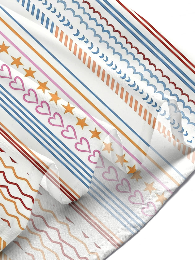 Colorful Lines Hearts & Stars Women's Short Sleeve Shirts
