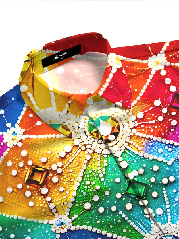 Colorful Gemstone Sparkle Women's Short Sleeve Shirts
