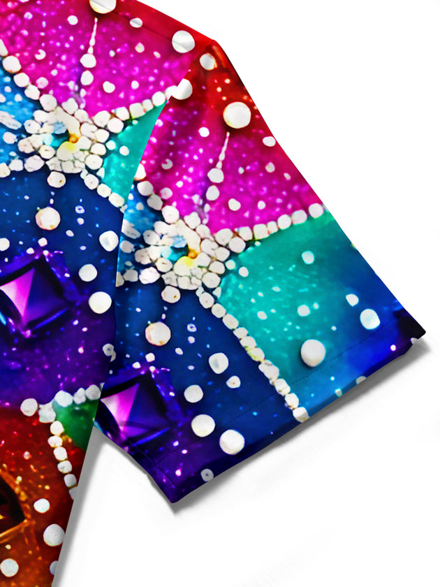 Colorful Gemstone Sparkle Women's Short Sleeve Shirts