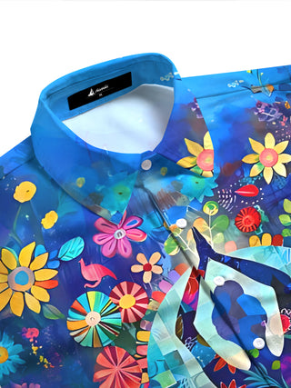 Colorful Floral Meditation Yoga Women's Short Sleeve Shirts