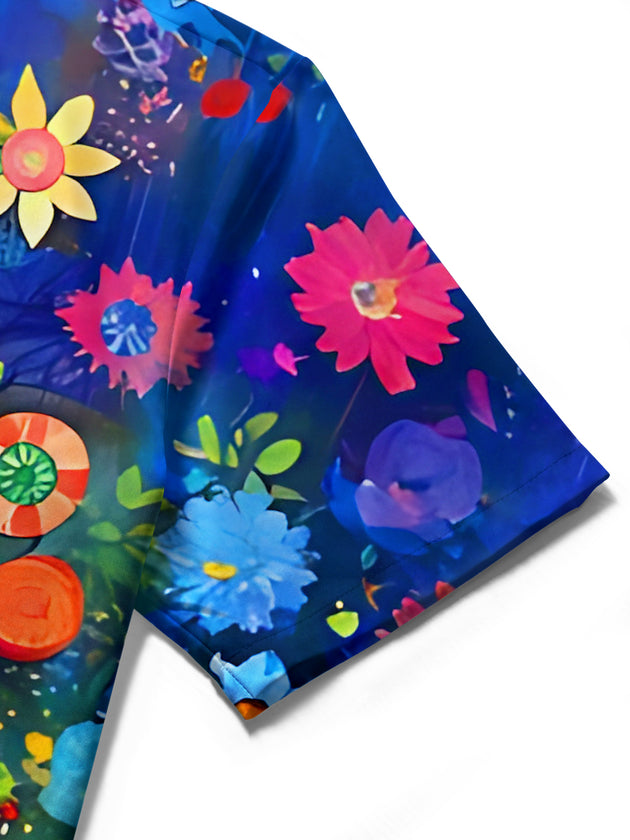 Colorful Floral Meditation Yoga Women's Short Sleeve Shirts