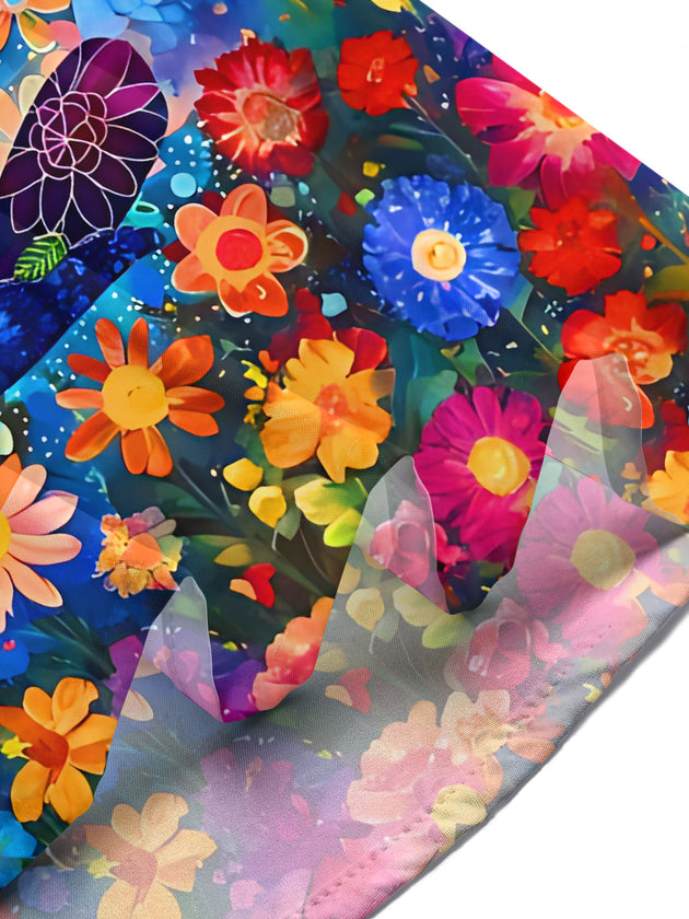 Colorful Floral Meditation Yoga Women's Short Sleeve Shirts